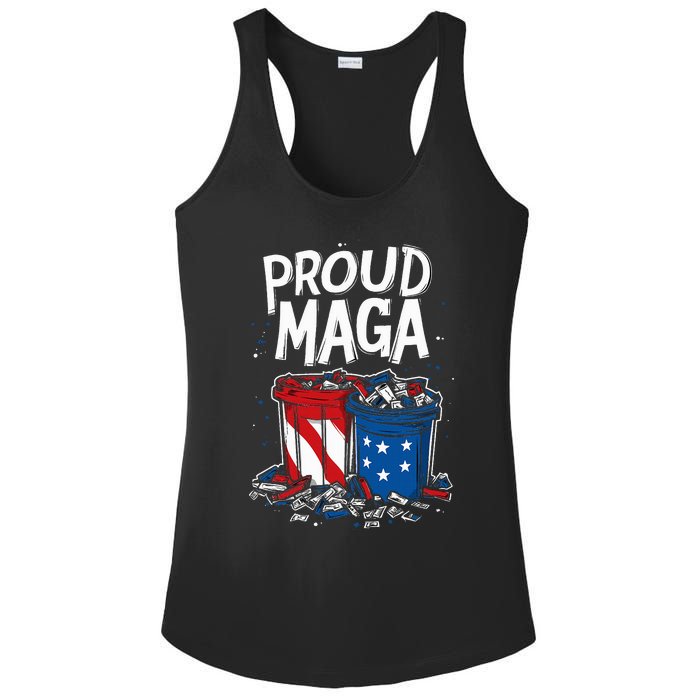 Proud Maga Garbage Patriotic Pro Trump Anti President Biden Ladies PosiCharge Competitor Racerback Tank