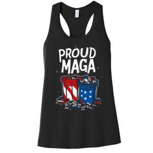 Proud Maga Garbage Patriotic Pro Trump Anti President Biden Women's Racerback Tank