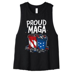 Proud Maga Garbage Patriotic Pro Trump Anti President Biden Women's Racerback Cropped Tank