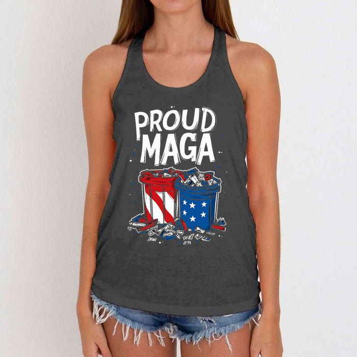 Proud Maga Garbage Patriotic Pro Trump Anti President Biden Women's Knotted Racerback Tank