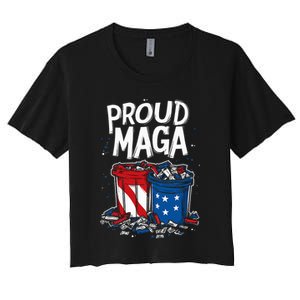 Proud Maga Garbage Patriotic Pro Trump Anti President Biden Women's Crop Top Tee