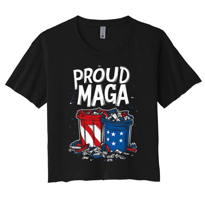 Proud Maga Garbage Patriotic Pro Trump Anti President Biden Women's Crop Top Tee