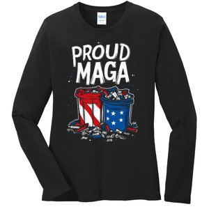 Proud Maga Garbage Patriotic Pro Trump Anti President Biden Ladies Long Sleeve Shirt