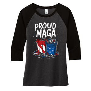 Proud Maga Garbage Patriotic Pro Trump Anti President Biden Women's Tri-Blend 3/4-Sleeve Raglan Shirt