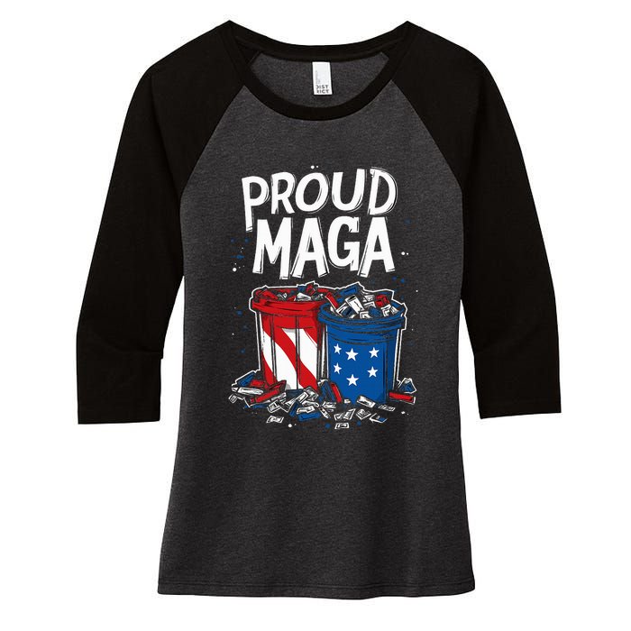 Proud Maga Garbage Patriotic Pro Trump Anti President Biden Women's Tri-Blend 3/4-Sleeve Raglan Shirt