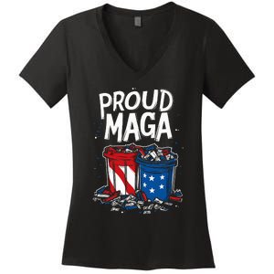 Proud Maga Garbage Patriotic Pro Trump Anti President Biden Women's V-Neck T-Shirt