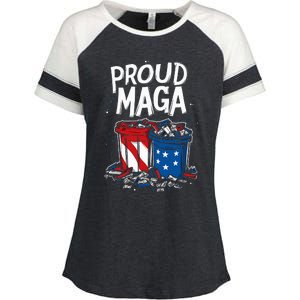 Proud Maga Garbage Patriotic Pro Trump Anti President Biden Enza Ladies Jersey Colorblock Tee