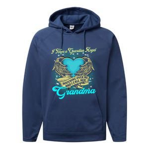 Proud My Grandma In Heaven Happy Mother Day Memorial Funny Gift Performance Fleece Hoodie