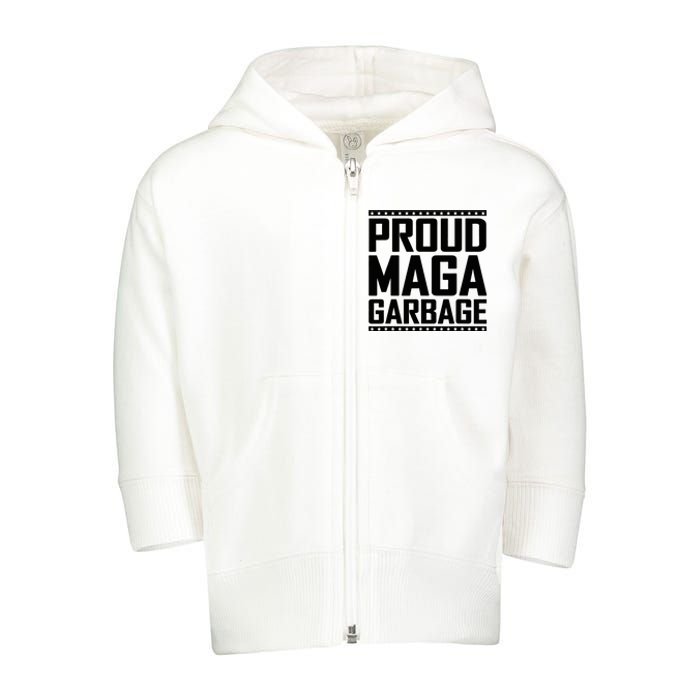 Proud Maga Garbage Trump Vance Supporter 2024 Toddler Zip Fleece Hoodie