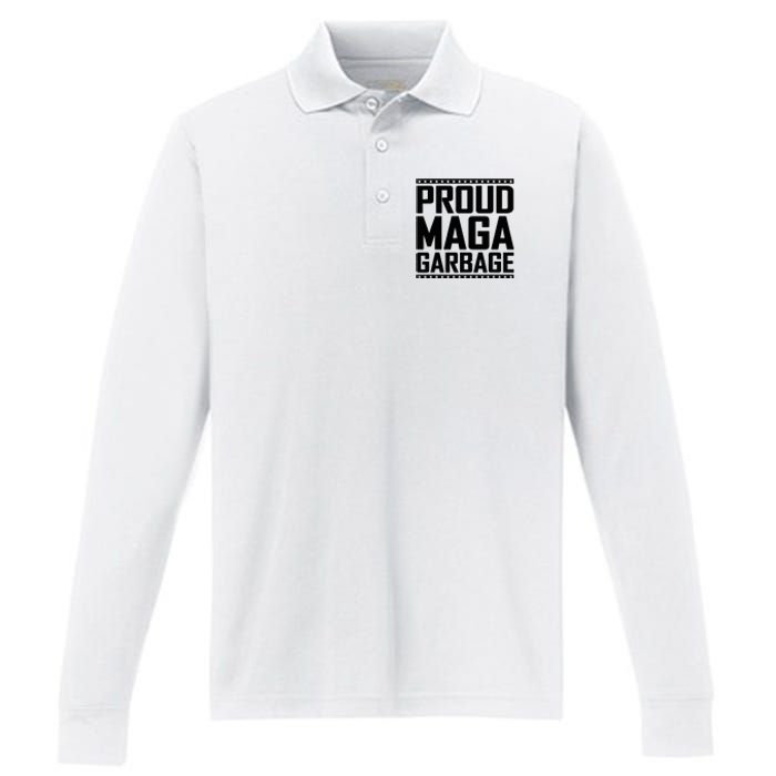 Proud Maga Garbage Trump Vance Supporter 2024 Performance Long Sleeve Polo