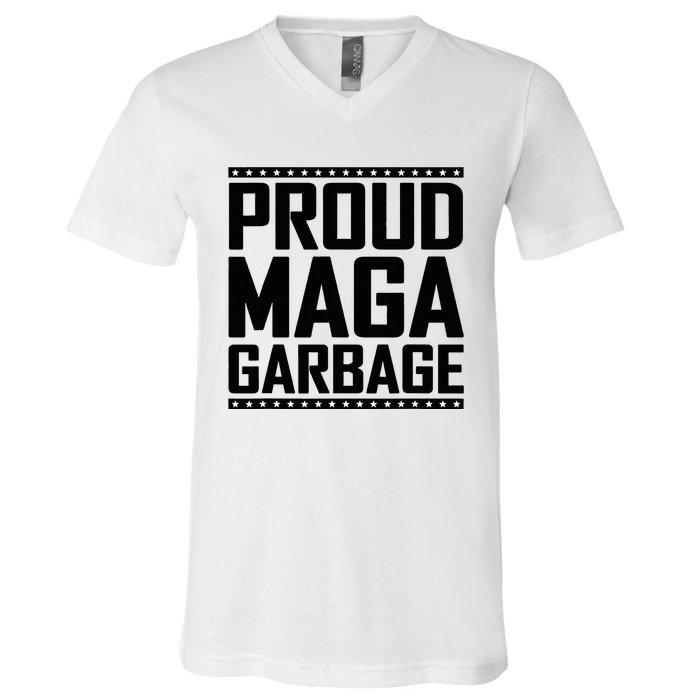 Proud Maga Garbage Trump Vance Supporter 2024 V-Neck T-Shirt