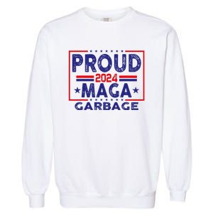 Proud Maga Garbage Trump Vance 2024 Funny Political Satire Garment-Dyed Sweatshirt