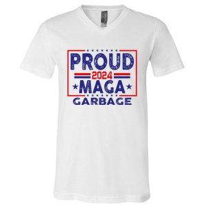 Proud Maga Garbage Trump Vance 2024 Funny Political Satire V-Neck T-Shirt