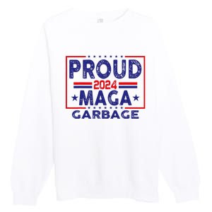 Proud Maga Garbage Trump Vance 2024 Funny Political Satire Premium Crewneck Sweatshirt