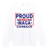 Proud Maga Garbage Trump Vance 2024 Funny Political Satire Premium Crewneck Sweatshirt