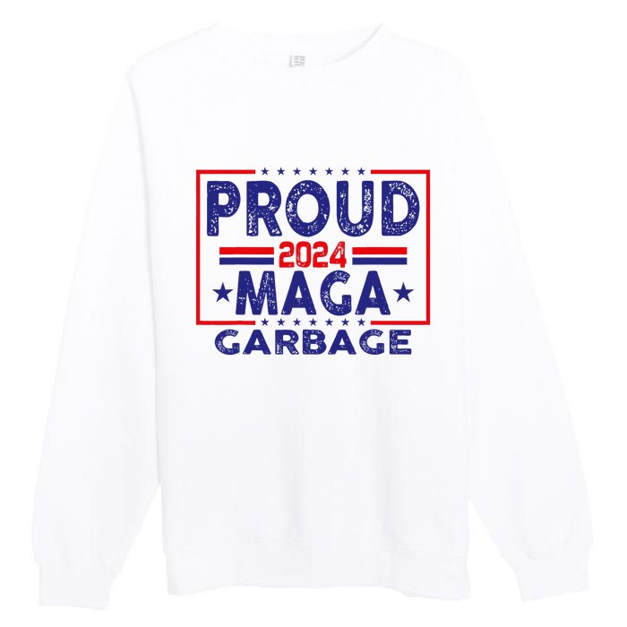 Proud Maga Garbage Trump Vance 2024 Funny Political Satire Premium Crewneck Sweatshirt