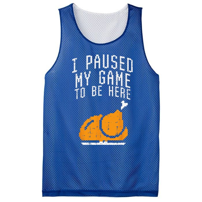 Paused My Game To Be Here Turkey Thanksgiving Gamer Funny Mesh Reversible Basketball Jersey Tank