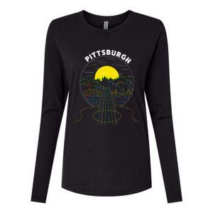 Pittsburgh Music Guitar 412 Pittsburgh Bridges Womens Cotton Relaxed Long Sleeve T-Shirt