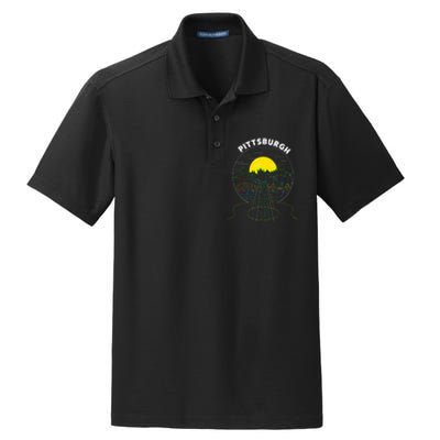 Pittsburgh Music Guitar 412 Pittsburgh Bridges Dry Zone Grid Polo