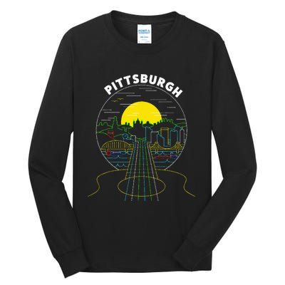 Pittsburgh Music Guitar 412 Pittsburgh Bridges Tall Long Sleeve T-Shirt