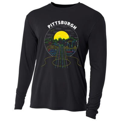 Pittsburgh Music Guitar 412 Pittsburgh Bridges Cooling Performance Long Sleeve Crew