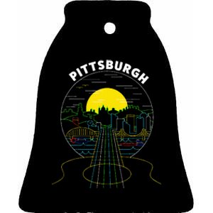 Pittsburgh Music Guitar 412 Pittsburgh Bridges Ceramic Bell Ornament