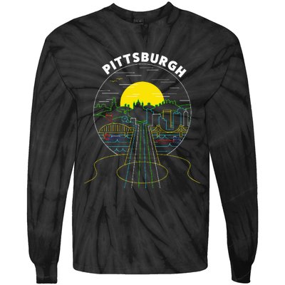 Pittsburgh Music Guitar 412 Pittsburgh Bridges Tie-Dye Long Sleeve Shirt