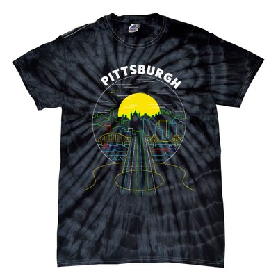 Pittsburgh Music Guitar 412 Pittsburgh Bridges Tie-Dye T-Shirt