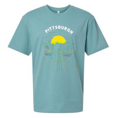 Pittsburgh Music Guitar 412 Pittsburgh Bridges Sueded Cloud Jersey T-Shirt