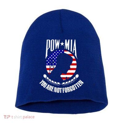Pow Mia Gift American Flag You Are Not Forgotten Gift Short Acrylic Beanie