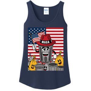 Proud Maga Garbage Trump Supporter Trash Can Cartoon Funny Ladies Essential Tank