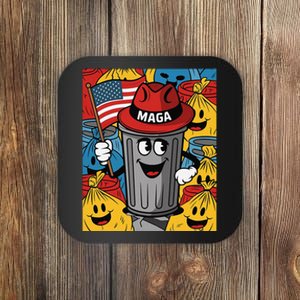 Proud Maga Garbage Trump Supporter Trash Can Cartoon Funny Coaster