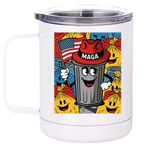 Proud Maga Garbage Trump Supporter Trash Can Cartoon Funny 12 oz Stainless Steel Tumbler Cup