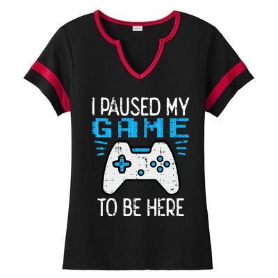 Paused My Game Gamer Controller Gaming Ladies Halftime Notch Neck Tee