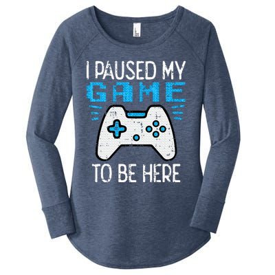 Paused My Game Gamer Controller Gaming Women's Perfect Tri Tunic Long Sleeve Shirt