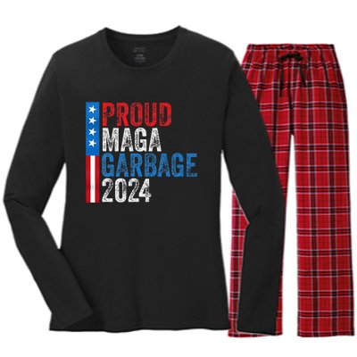 Proud Maga Garbage 2024 Women's Long Sleeve Flannel Pajama Set 