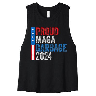 Proud Maga Garbage 2024 Women's Racerback Cropped Tank