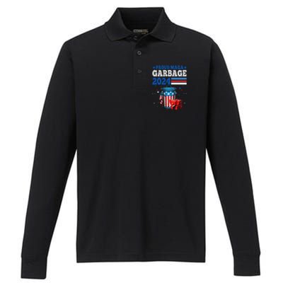 Proud Maga Garbage Trump Supporter Performance Long Sleeve Polo