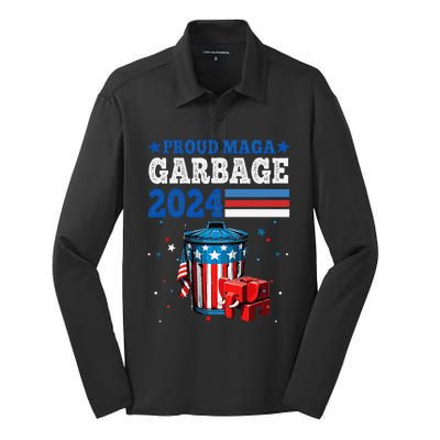 Proud Maga Garbage Trump Supporter Silk Touch Performance Long Sleeve Polo