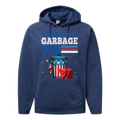 Proud Maga Garbage Trump Supporter Performance Fleece Hoodie