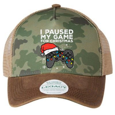 Paused My Game Christmas Gamer Xmas Legacy Tie Dye Trucker Hat