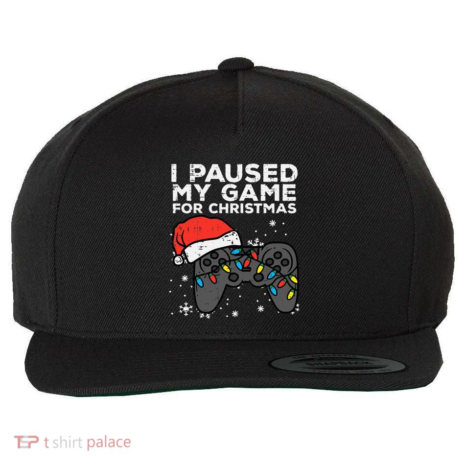 Paused My Game Christmas Gamer Xmas Wool Snapback Cap