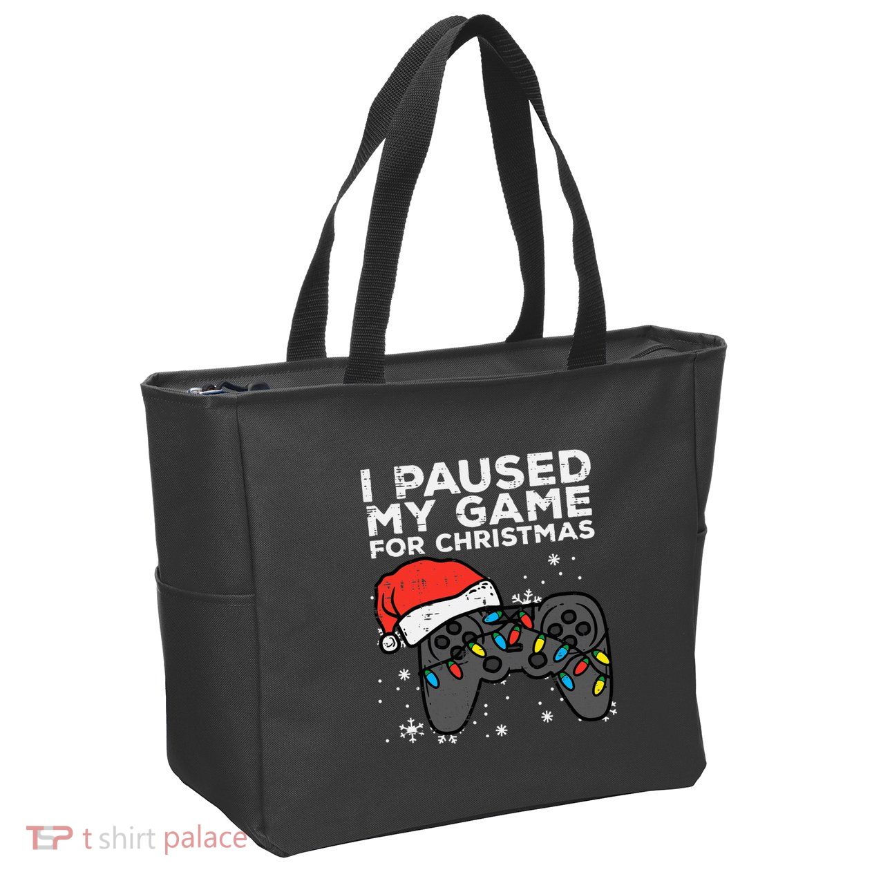 Paused My Game Christmas Gamer Xmas Zip Tote Bag