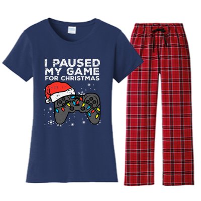 Paused My Game Christmas Gamer Xmas Women's Flannel Pajama Set