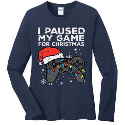 Paused My Game Christmas Gamer Xmas Ladies Long Sleeve Shirt