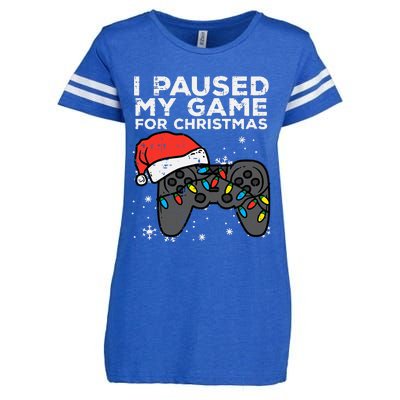 Paused My Game Christmas Gamer Xmas Enza Ladies Jersey Football T-Shirt