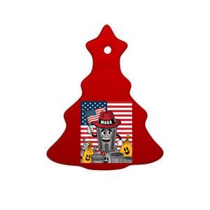 Proud Maga Garbage Trump Supporter Trash Can Cartoon Funny Ceramic Tree Ornament