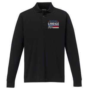 Proud Maga Garbage Trump Supporter Trump Vance 2024 Premium Performance Long Sleeve Polo