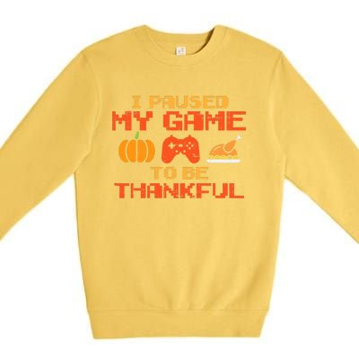 Paused My Game Thankful Video Gamer Thanksgiving Premium Crewneck Sweatshirt