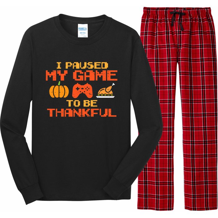 Paused My Game Thankful Video Gamer Thanksgiving Long Sleeve Pajama Set